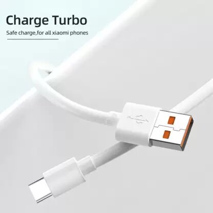MI USB to Type C  Cable Tangle Free Design (White) For Redmi Devices