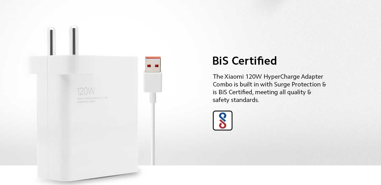MI 120W HyperCharge Adapter and Cable For Redmi Devices