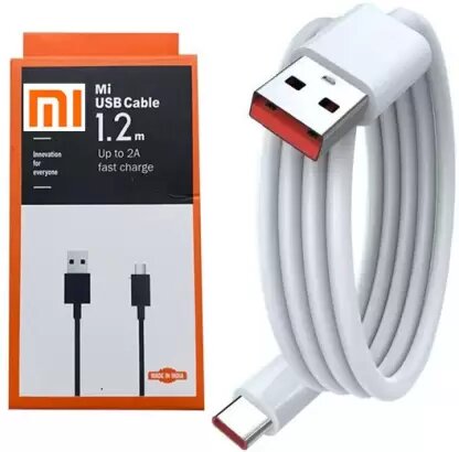 MI USB to Type C  Cable Tangle Free Design (White) For Redmi Devices