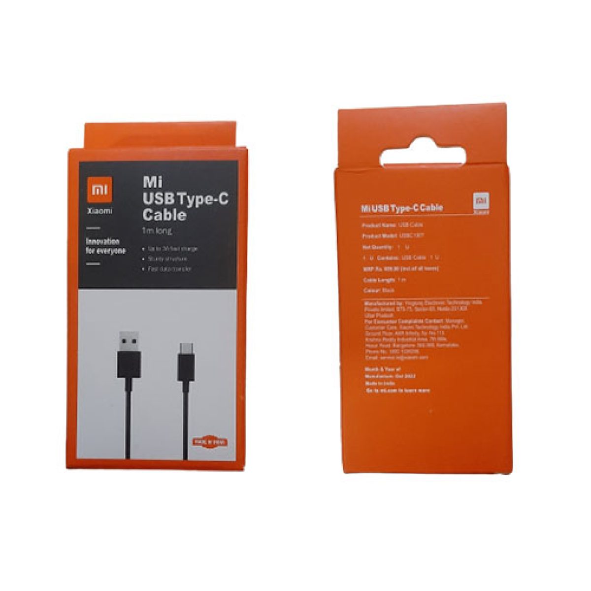 MI USB Type C Fast Charge Cable Black For Redmi Devices
