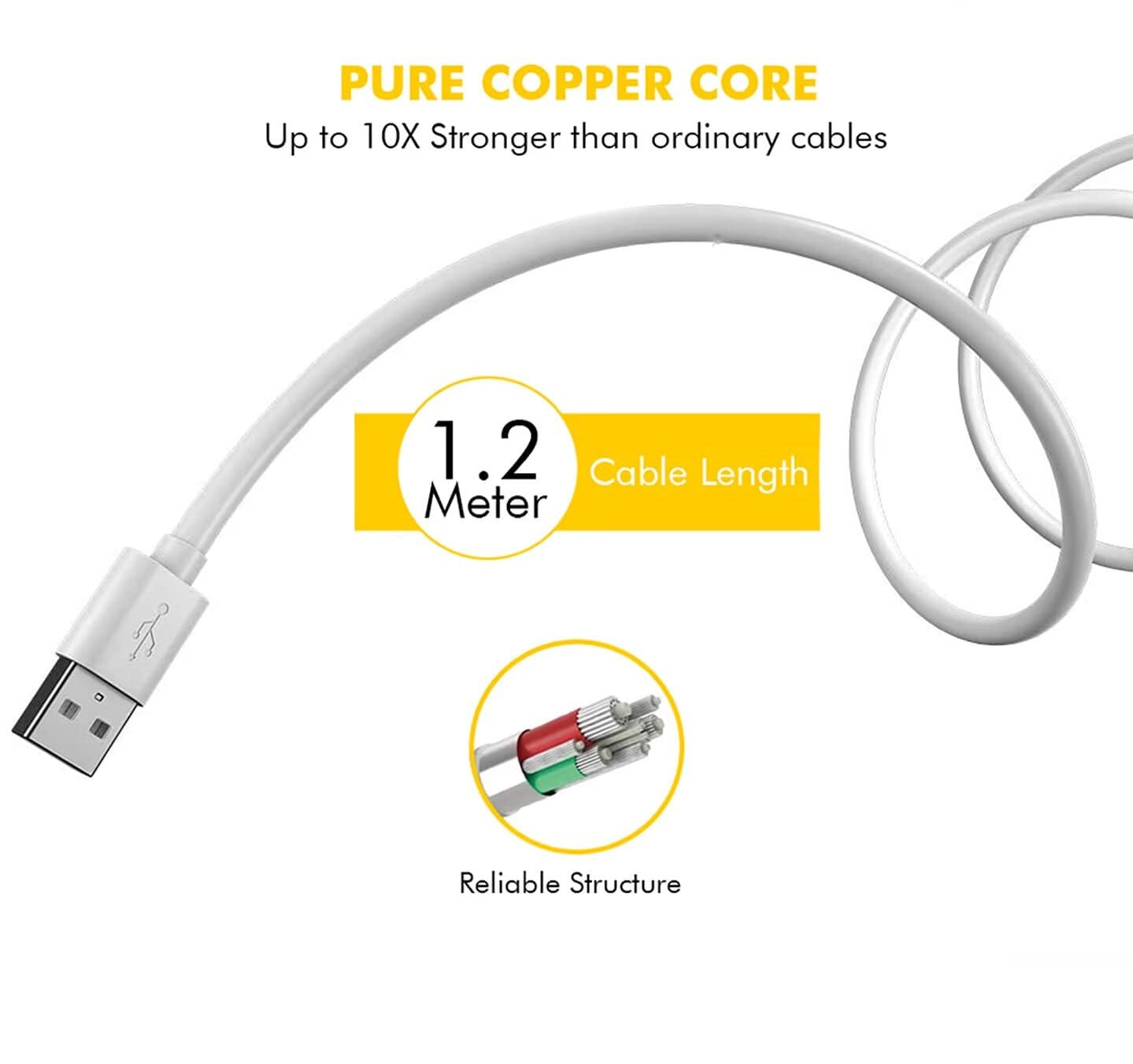 MI Fast Charge Micro USB Cable White For Redmi Devices