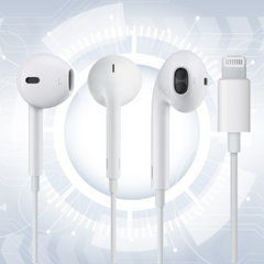 Apple iPhone Lightning Jack Wired EarPods with mic (High Bass, In-Ear, White)